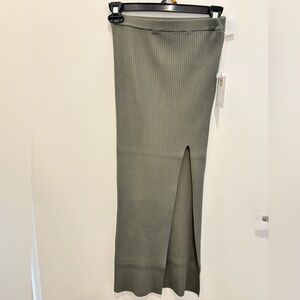 Olive Green Ribbed Knit Skirt
